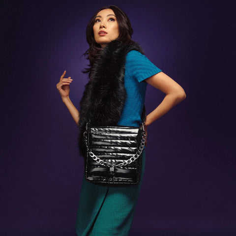 Cover Girl | Medium Black Volterra Quilted Crossbody-Accessories > Handbags > Crossbody-Pink Dot Styles