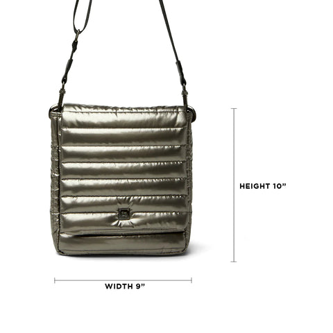Cover Girl | Medium Steel Volterra Quilted Crossbody-Accessories > Handbags > Crossbody-Pink Dot Styles
