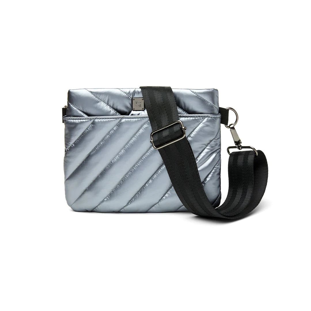 Diagonal Bum Bag 2.0 | Pearl Silver Medium Crossbody / Belt Bag