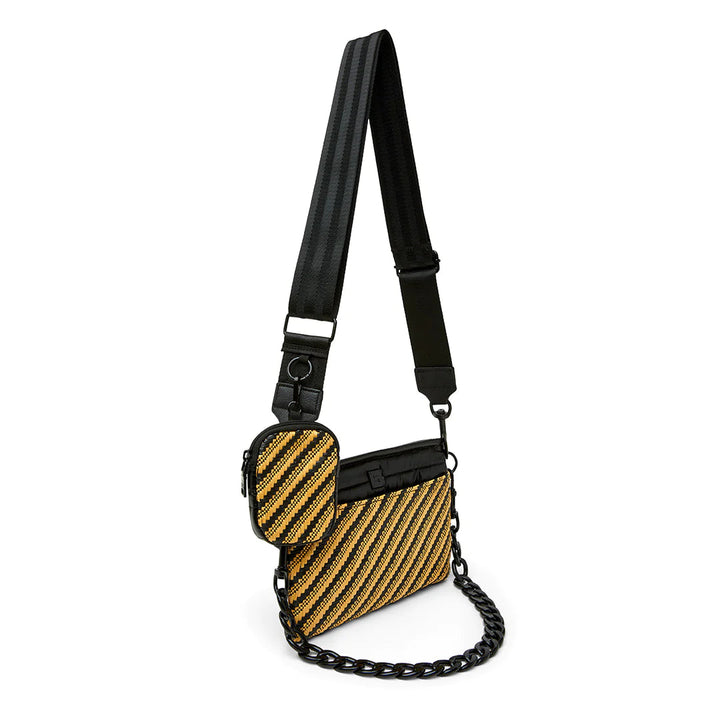 Think Royln-Downtown | Dune Raffia + Pearl Black Medium Crossbody-Pink Dot Styles