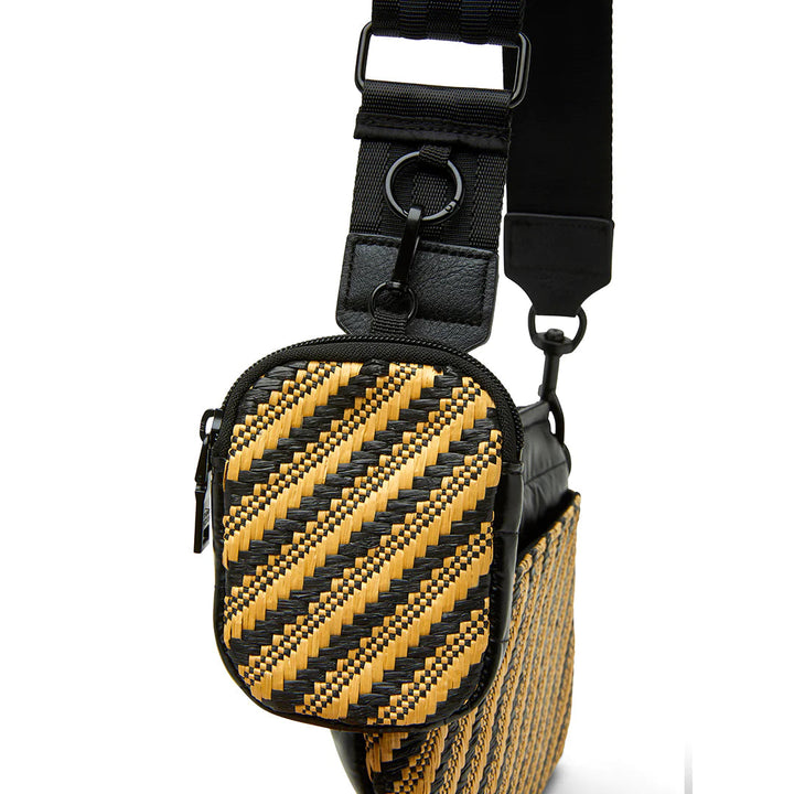 Think Royln-Downtown | Dune Raffia + Pearl Black Medium Crossbody-Pink Dot Styles