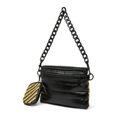Think Royln-Downtown | Dune Raffia + Pearl Black Medium Crossbody-Pink Dot Styles