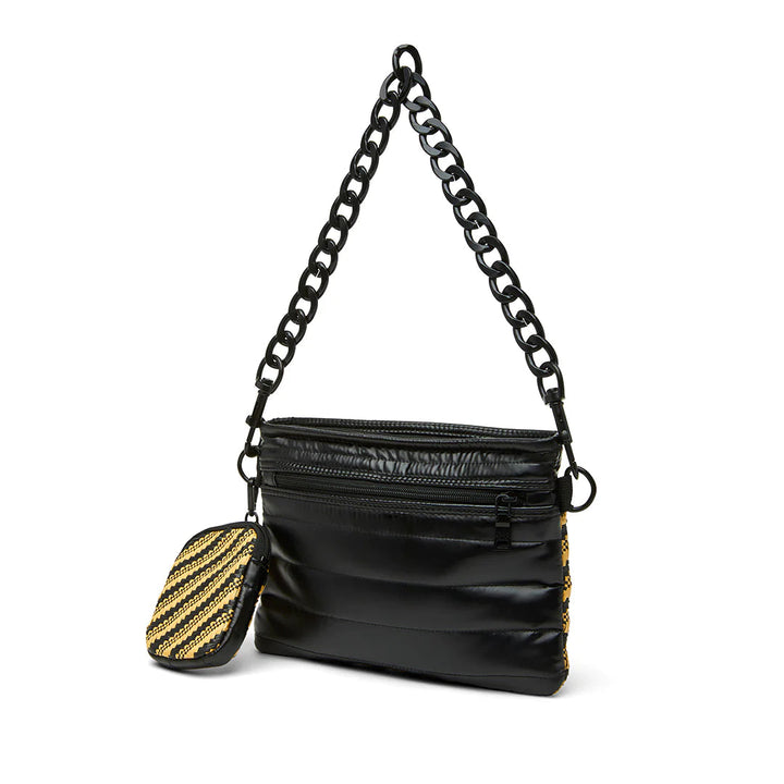 Think Royln-Downtown | Dune Raffia + Pearl Black Medium Crossbody-Pink Dot Styles