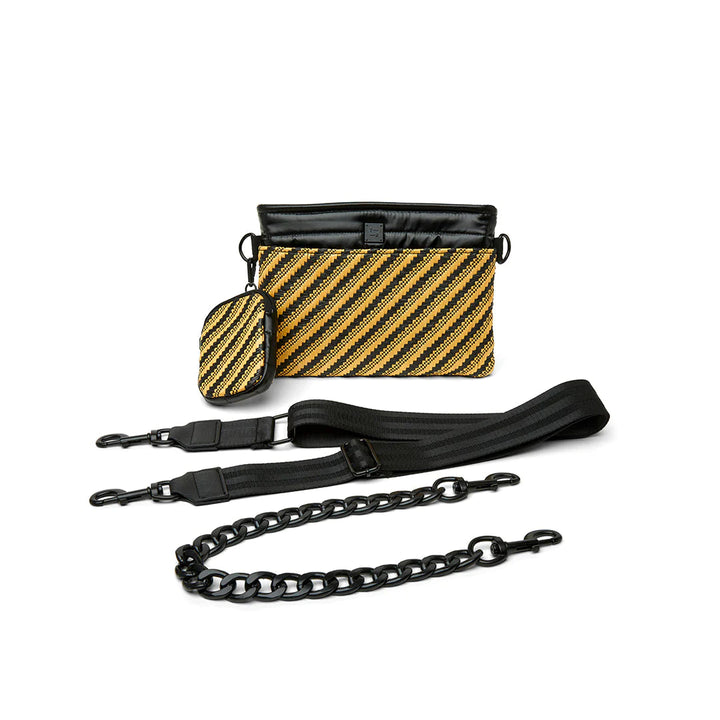 Think Royln-Downtown | Dune Raffia + Pearl Black Medium Crossbody-Pink Dot Styles