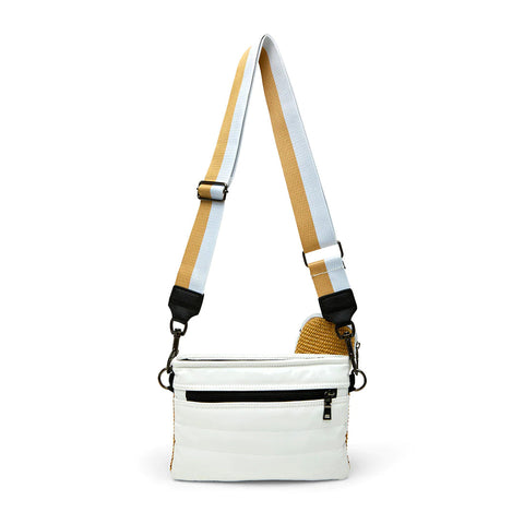 Downtown | Dune Raffia & White Patent Puffer Medium Crossbody-Accessories > Handbags > Crossbody-Pink Dot Styles