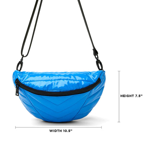 Little Runaway - Hampton Blue Patent | Quilted Puffer Belt & Crossbody Bag-Accessories > Handbags > Sling Bags-Pink Dot Styles