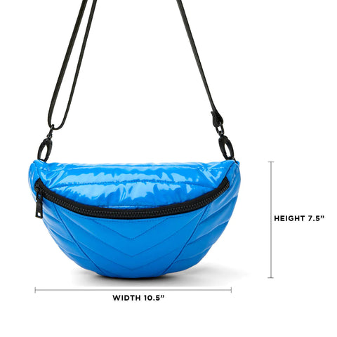 Think Royln-Little Runaway - Hampton Blue Patent | Quilted Puffer Belt & Crossbody Bag-Pink Dot Styles