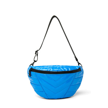 Little Runaway - Hampton Blue Patent | Quilted Puffer Belt & Crossbody Bag