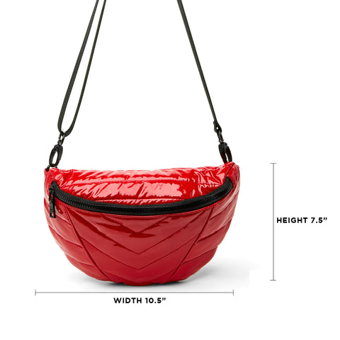 Little Runaway - Lipstick Patent | Quilted Puffer Belt & Crossbody Bag-Accessories > Handbags > Sling Bags-Pink Dot Styles