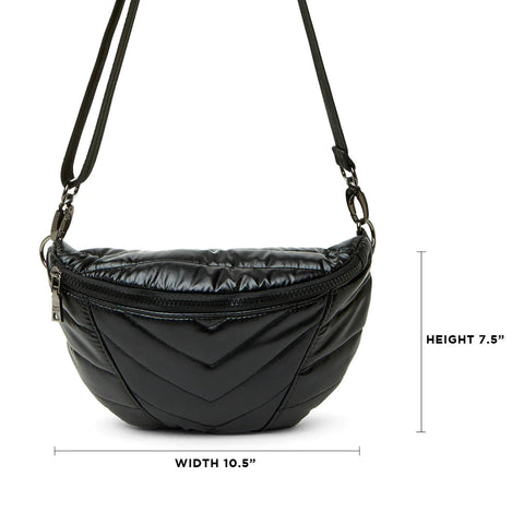 Little Runaway - Pearl Black | Quilted Puffer Belt & Crossbody Bag-Accessories > Handbags > Sling Bags-Pink Dot Styles