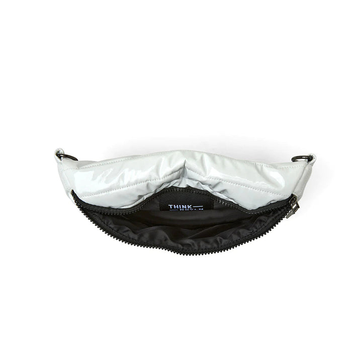 Think Royln-Little Runaway - White Patent | Quilted Puffer Belt & Crossbody Bag-Pink Dot Styles