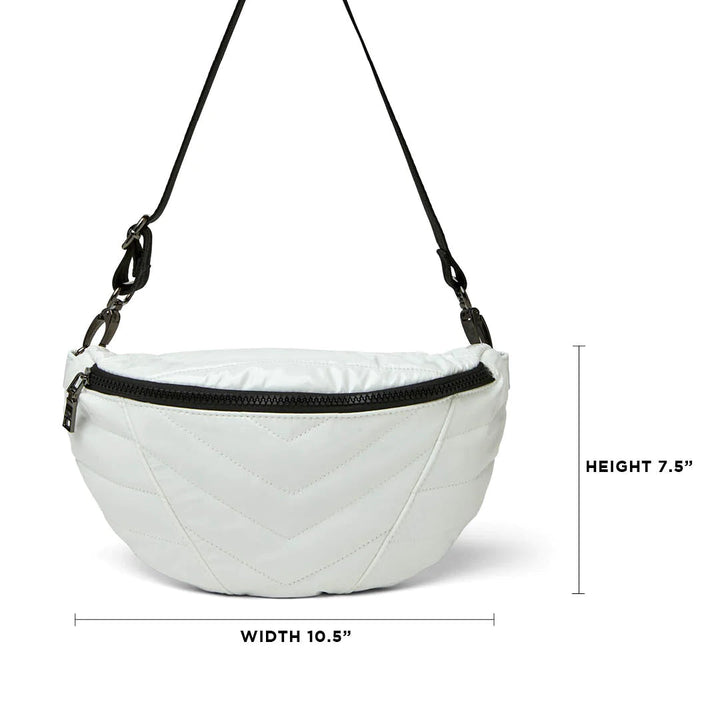 Think Royln-Little Runaway - White Patent | Quilted Puffer Belt & Crossbody Bag-Pink Dot Styles