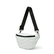 Think Royln-Little Runaway - White Patent | Quilted Puffer Belt & Crossbody Bag-Pink Dot Styles