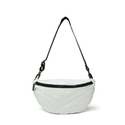 Think Royln-Little Runaway - White Patent | Quilted Puffer Belt & Crossbody Bag-Pink Dot Styles