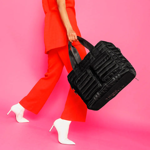 Nomad Traveler | Black Flight Nylon Travel Bag-Accessories > Handbags > Luggage-Pink Dot Styles