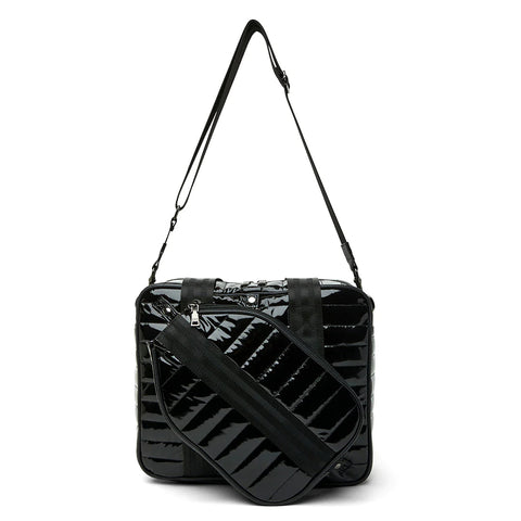 Think Royln-Sporty Spice | Black Patent Pickleball Bag-Pink Dot Styles