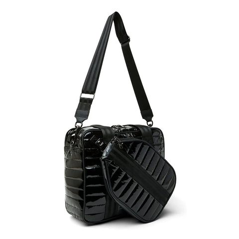 Think Royln-Sporty Spice | Black Patent Pickleball Bag-Pink Dot Styles