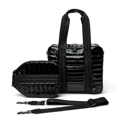 Think Royln-Sporty Spice | Black Patent Pickleball Bag-Pink Dot Styles