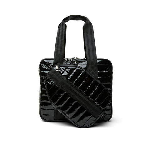 Think Royln-Sporty Spice | Black Patent Pickleball Bag-Pink Dot Styles