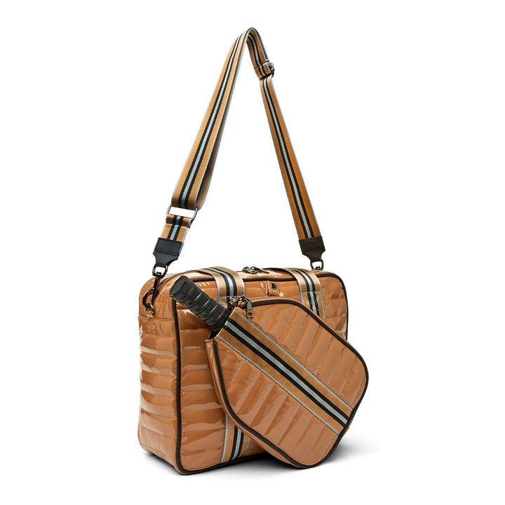 Think Royln-Sporty Spice | Dark Nude Patent Pickleball Bag-Pink Dot Styles