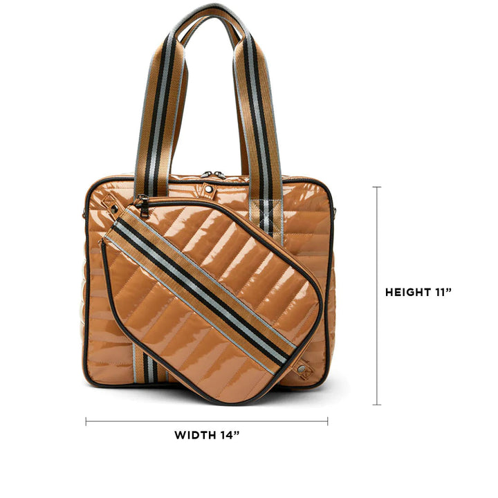 Think Royln-Sporty Spice | Dark Nude Patent Pickleball Bag-Pink Dot Styles