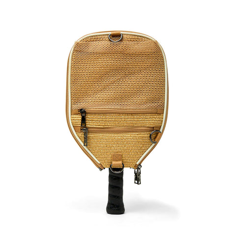 Sporty Spice | Dune Raffia Pickleball Bag-Accessories > Bags > Pickleball Bags-Pink Dot Styles