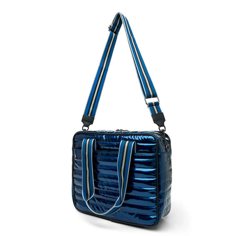Think Royln-Sporty Spice | Glossy Navy Patent Pickleball Bag-Pink Dot Styles