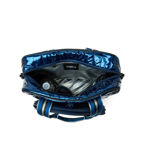 Think Royln-Sporty Spice | Glossy Navy Patent Pickleball Bag-Pink Dot Styles