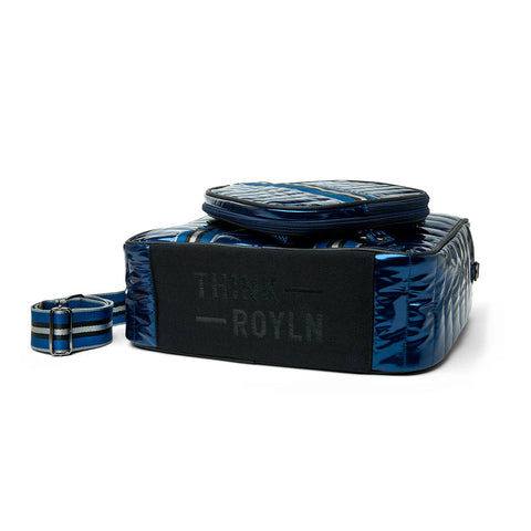 Think Royln-Sporty Spice | Glossy Navy Patent Pickleball Bag-Pink Dot Styles