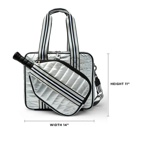 Think Royln-Sporty Spice | Pearl Silver Pickleball Bag-Pink Dot Styles