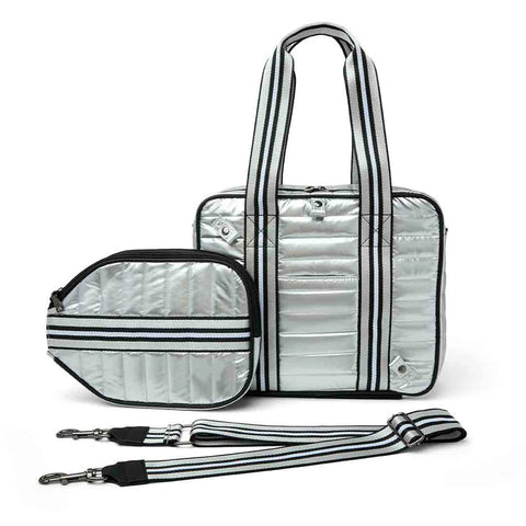 Think Royln-Sporty Spice | Pearl Silver Pickleball Bag-Pink Dot Styles