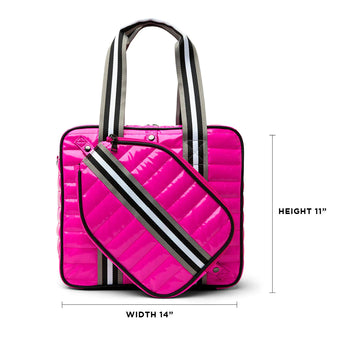 Victoria's Secret Neon Pink Stripe Drawstring Tassel Tote Bag