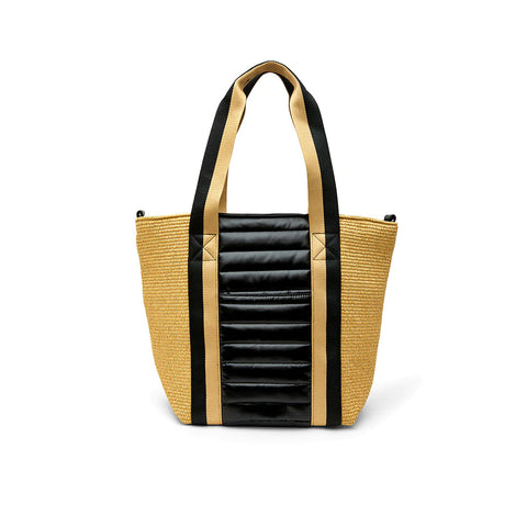 Sunset Tote | Dune Raffia & Pearl Black-Accessories > Handbags > Totes-Pink Dot Styles