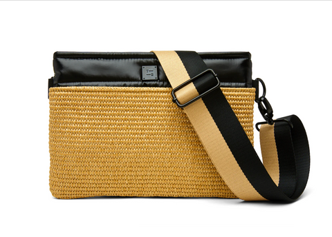 Think Royln-Yacht Bum Bag 2.0 | Dune Raffia & Pearl Black Medium Crossbody / Belt Bag-Pink Dot Styles