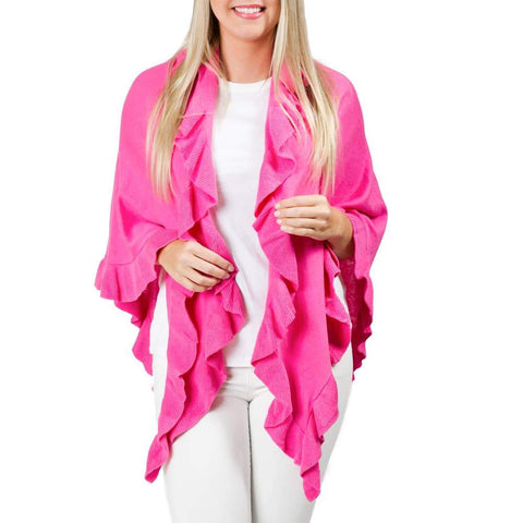 Top It Off-Ava Pink Ruffle Wrap-Pink Dot Styles