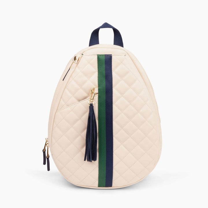 Trelle-Ace & Carry Ivory I Quilted Vegan Leather Pickleball Sling-Pink Dot Styles