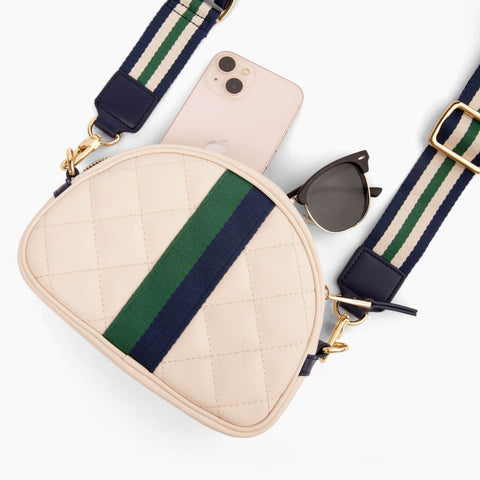 Trelle-Companion Ivory I Quilted Vegan Leather Crossbody-Pink Dot Styles
