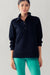 Black Quilted Quarter Zip-Apparel > Womens > Tops > Sweaters-Pink Dot Styles