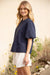 Navy Textured Knit Top-Apparel > Womens > Tops > Shirts-Pink Dot Styles