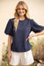 Navy Textured Knit Top-Apparel > Womens > Tops > Shirts-Pink Dot Styles