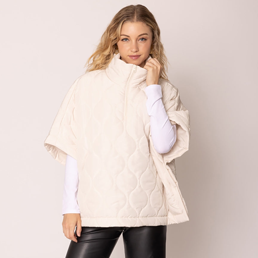 Quilted Puffer Poncho Pink Dot Styles