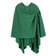Wona Trading, Inc.-Shoulder Strap Solid Ruana Poncho-Pink Dot Styles