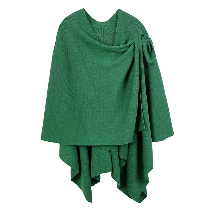Wona Trading, Inc.-Shoulder Strap Solid Ruana Poncho-Pink Dot Styles