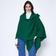 Wona Trading, Inc.-Shoulder Strap Solid Ruana Poncho-Pink Dot Styles