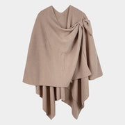 Wona Trading, Inc.-Shoulder Strap Solid Ruana Poncho-Pink Dot Styles