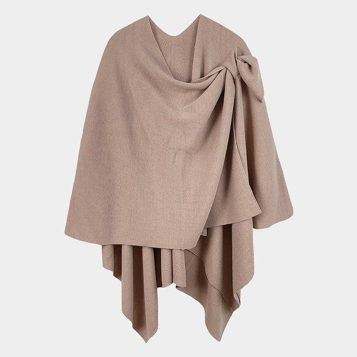 Wona Trading, Inc.-Shoulder Strap Solid Ruana Poncho-Pink Dot Styles
