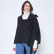 Wona Trading, Inc.-Shoulder Strap Solid Ruana Poncho-Pink Dot Styles