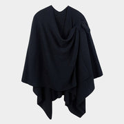 Wona Trading, Inc.-Shoulder Strap Solid Ruana Poncho-Pink Dot Styles