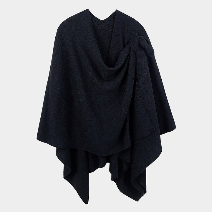 Wona Trading, Inc.-Shoulder Strap Solid Ruana Poncho-Pink Dot Styles