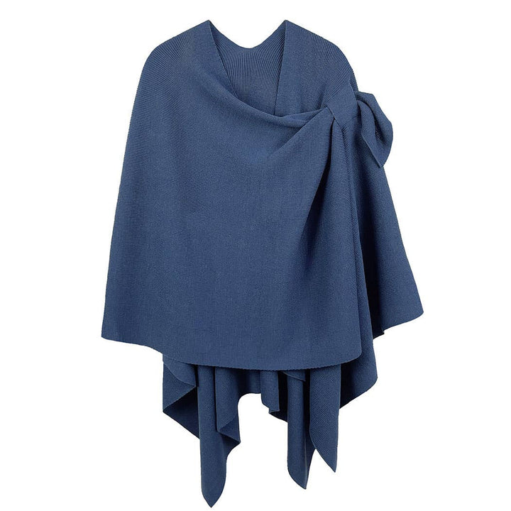 Wona Trading, Inc.-Shoulder Strap Solid Ruana Poncho-Pink Dot Styles